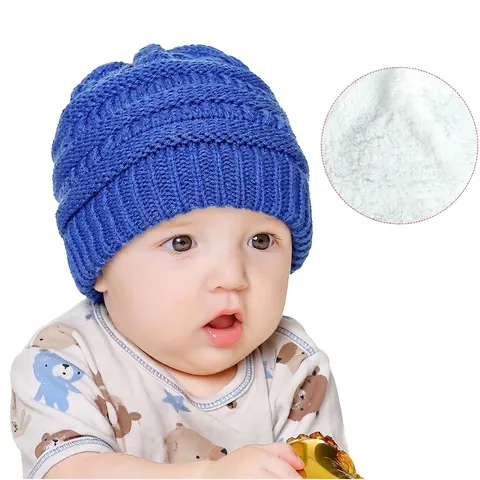 Baby Winter Knit Beanie Hat Thick Fleece Lined Warm Cable Knit Acrylic Skull Cap Infant Toddler