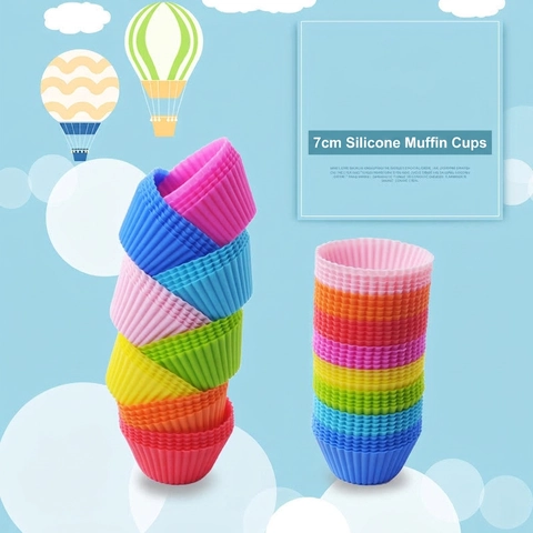Round Silicone Muffin Cups Reusable Nonstick Cupcake Molds Colorful Baking Liners For Desserts Pastry Kitchen Accessories