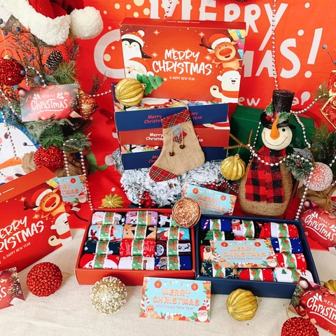 Calze Di Natale Misto Cotone Traspirante Festivo Babbo Natale Renna Motivo Fiocco Di Neve Novità Casual Unisex