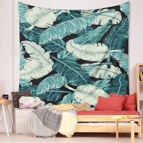 Tapestry Wall Hanging Botanical Tropical Plant Cactus Watercolor Boho Style Polyester Decorative For Bedroom Living Room Home