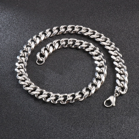 Collana Uomo Catena Cubana Acciaio Inossidabile Pesante Spessa Lucida Hip Hop Punk Streetwear Gioielli