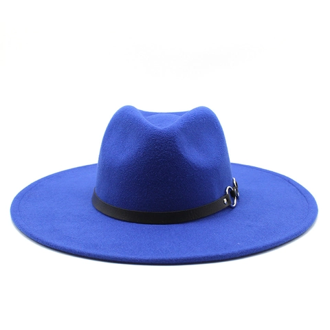 Klassischer Fedora Hut Breite Krempe Filz Jazz Hut Mit Lederband Metallringen Unisex Vintage Lässig Winter Ausflug