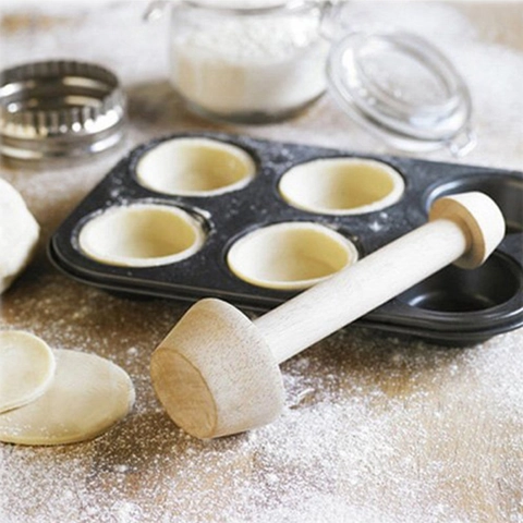 Pilon À Tarte En Bois À Double Tête Moule À Croûte De Tarte Aux Œufs En Bois Naturel Presse À Pâtisserie Outils De Cuisine