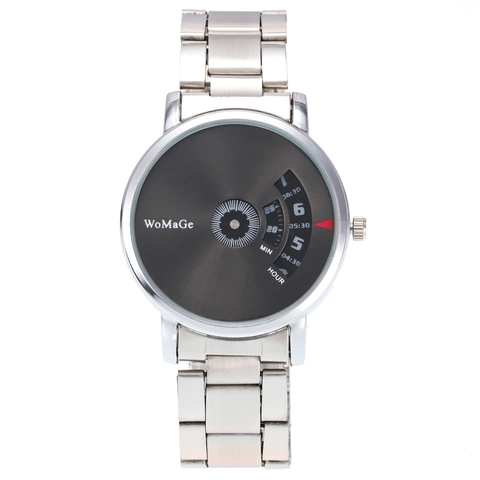 Fashion Quartz Watch Stainless Steel Strap Alloy Case Turntable Dial Casual Wristwatch For Men And Women
