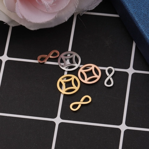 Ciondoli in Acciaio Inoxidabile Simbolo Infinito Moneta DIY Creazione di Gioielli Connettori Lucidato a Specchio