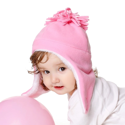 Baby Winter Earflap Hat Polar Fleece Windproof Warm Faux Fur Lining Tassels Toddler Boys Girls Bomber Style