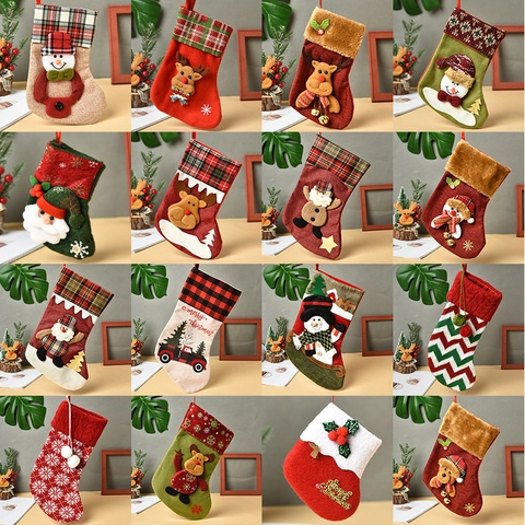 Calze Di Natale Lino Maglia Babbo Natale Pupazzo Di Neve Renna Motivo Sacchetti Regalo Da Appendere Decorazioni Festive