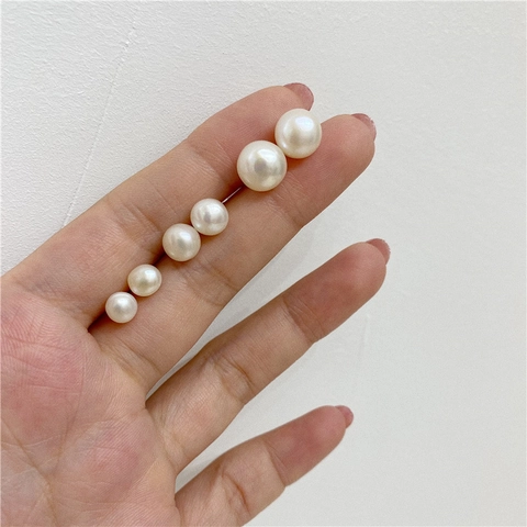 Freshwater Pearl Stud Earrings With Silver Earring Post Vintage Geometric Minimalist Dainty Elegant Women Jewelry