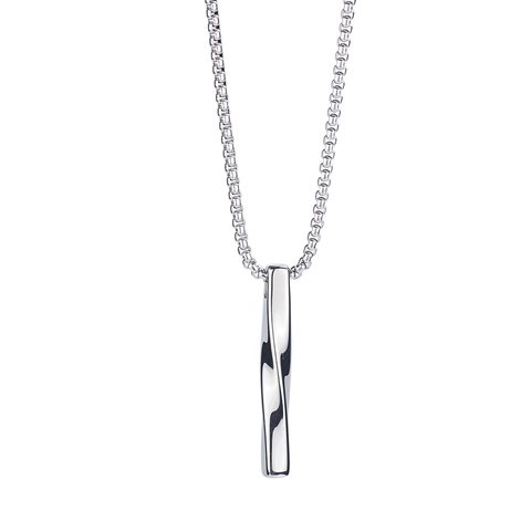 Collana Con Pendente A Barra Lunga Torta Acciaio Al Titanio Lucidato Bastone Irregolare Catena Box Hip Hop Streetwear