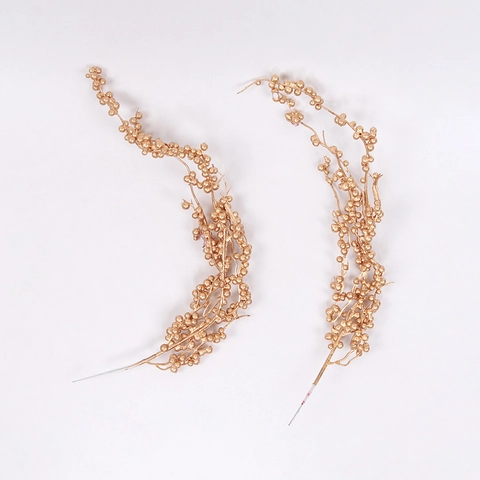 Artificial Golden Berry Branches Metallic Foam Fruit Sprigs For Christmas Tree Decoration Vase Filler Festive Home Ornament