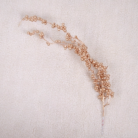 Golden Artificial Berries Branch Christmas Tree Ornaments Foam Plastic Iron Wire Decorative Simulation Plants DIY Party Decor