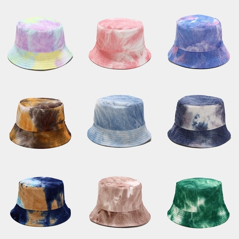 Tie Dye Corduroy Fischerhut Outdoor Sonnenschutz Wide Brim Beckenhut Trendy Modisch Für Frauen