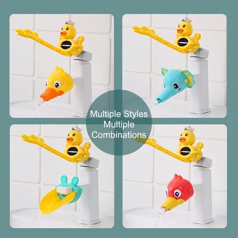 Estensione Del Rubinetto Cartone Animato Forma Animale ABS Silicone Guida Flusso Acqua Prolunga Maniglia Per Bambini Bagno Lavaggio Mani