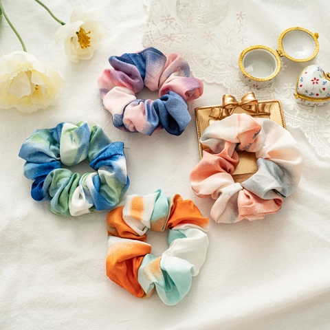 Oversized Satin Tie Dye Scrunchies Große Farbverlauf Haargummis Elastische Seidige Stoff Haaraccessoires Für Frauen Mädchen