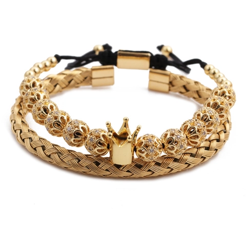 Römische Ziffern Armreif Und Mikro Pave Zirkon Krone Totenkopf Perlenarmband Edelstahl Kupfer Hip Hop Modeschmuck