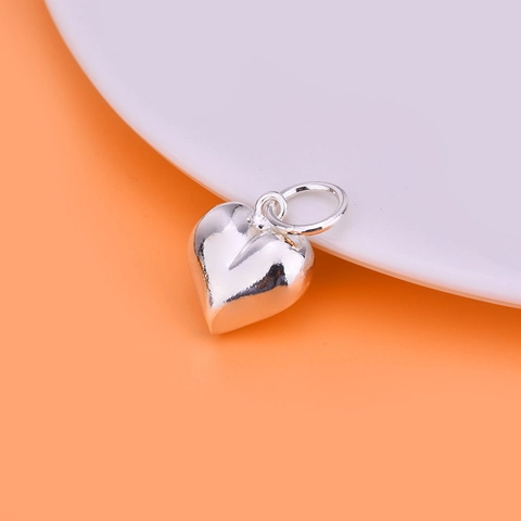 Ciondolo A Cuore In Argento Sterling 925 Charms 3D Cavi Lucidati A Specchio Per Creazione Gioielli Collana Bracciale Liscio