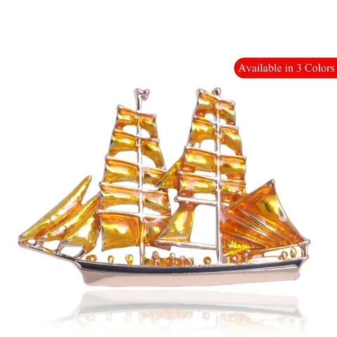 Vintage Sailing Boat Brooch Alloy Enamel Nautical Ship Pin Artistic Suit Accessory For Men Women Fashion Jewelry