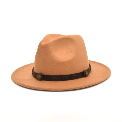 Unisex Wool Felt Fedora Hat Wide Brim Vintage British Jazz Cap With Leather Band Metal Buckle For Men Women Outdoor