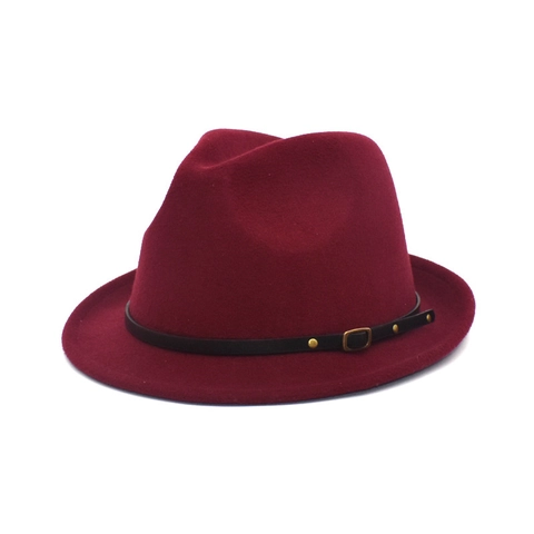 Chapeau Fedora Vintage En Feutre De Laine Avec Bande En Cuir Synthétique Et Boucle Métallique Style Britannique Jazz Pour Hommes Femmes