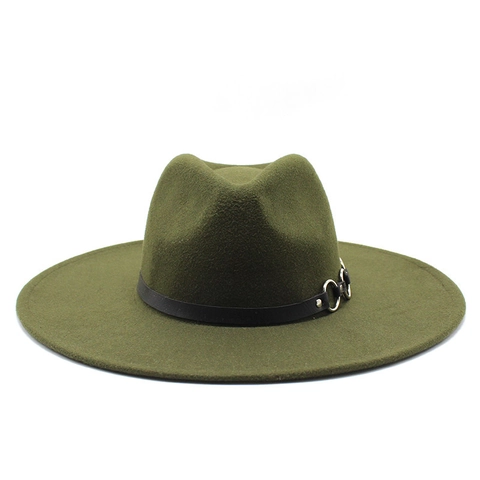 Klassischer Fedora Hut Breite Krempe Filz Jazz Hut Mit Lederband Metallringen Unisex Vintage Lässig Winter Ausflug