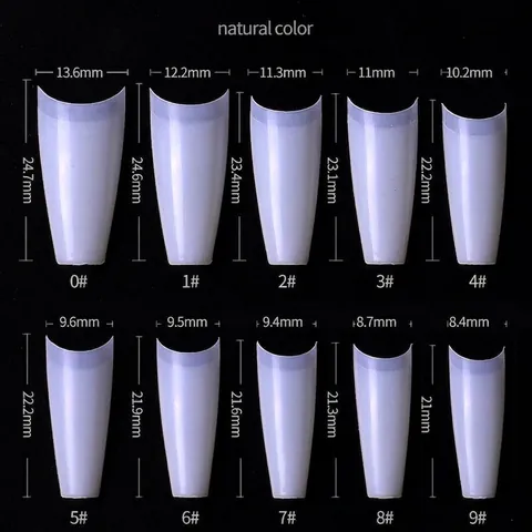 French Half Cover Nail Tips Coffin Ballerina Shape Clear Natural ABS Plastic DIY Manicure Extension Accessories For Women