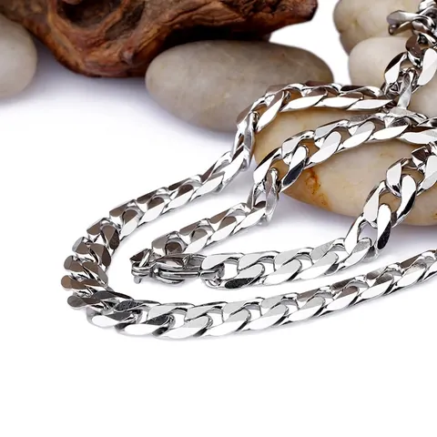Collar De Cadena De Eslabones Cubanos Acero Inoxidable Rombo Hip Hop Joyería Para Hombres