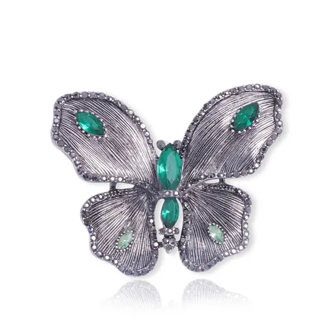 Butterfly Brooch Pin Alloy Vintage Rhinestone Crystal Inlay For Women Clothing Decor Corsage Retro Style