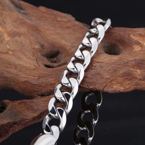 Pulsera De Cadena Cubana Acero De Titanio Pulido Ancha Brazalete Para Hombres Mujeres Joyería Minimalista Regalo