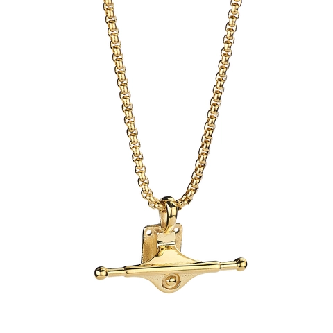 Skateboard Truck Pendant Necklace Titanium Steel Box Chain Hip Hop Streetwear Jewelry Accessories For Men Women