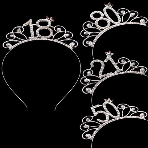 Geburtstag Königin Tiara Stirnband Legierung Straß Kristall Krone Haarschmuck Für Jubiläumsfeier Frauen Mädchen