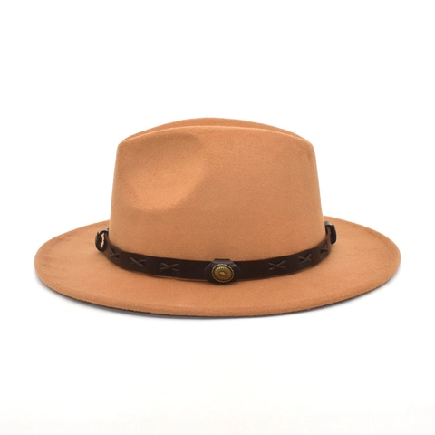 Unisex Wool Felt Fedora Hat Wide Brim Vintage British Jazz Cap With Leather Band Metal Buckle For Men Women Outdoor