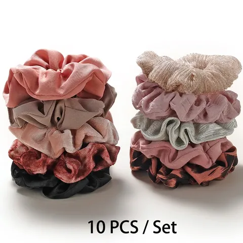 Velvet Satin Fabric Scrunchies Elastic Hair Ties Handmade Oversized Hair Bands Versatile Fashion Headwear For Women Girls