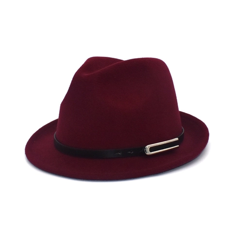 Klassischer Fedora Hut Wollfilz Vintage Jazz Kappe Kunstlederband Metallschnalle Warm Winter Outdoor Für Herren Damen