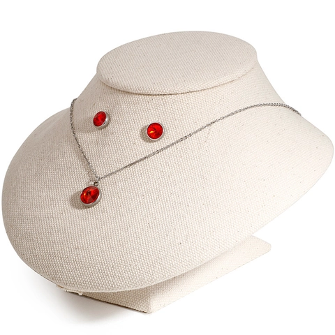 Set Di Gioielli Con Collana E Orecchini In Acciaio Inossidabile Zircone Rotondo Gemma Sfaccettata Elegante Per Donne