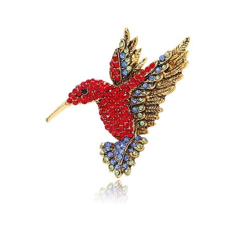 Broche Colibri Vintage Strass Multicolore Alliage Oiseau Épingles Pour Femmes Hommes Fête Banquet Bijoux Accessoires Élégant