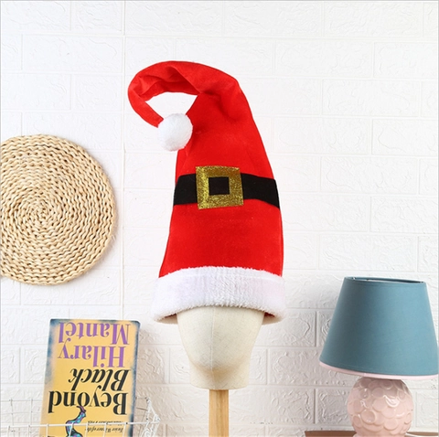 Cappello di Natale Lungo Con Filo di Ferro Design a Fibbia della Cintura Peluche Rosso Bianco Cappello da Elfo per Festa