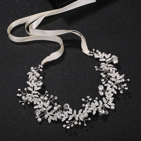 Cinturón Novia Mano Aleación Diamantes Perla Artificial Diseño Hoja Cinta Cintura Accesorios Vestido Formal Para Mujer