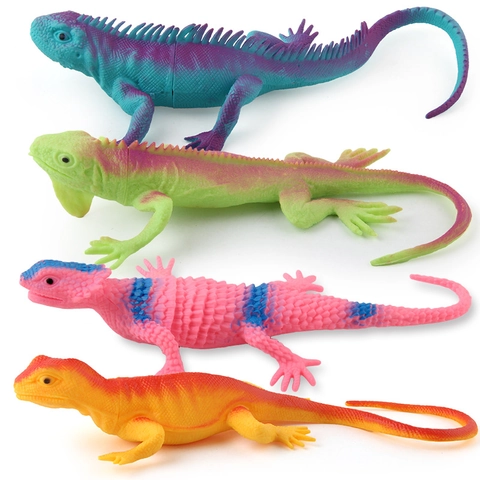 Simulation Lizard Chameleon Model Toys Soft Rubber Squeaky Realistic Animal Figurines Educational Play Decorative
