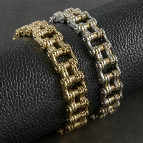 Bracciale A Catena Da Locomotiva Da Uomo Acciaio Inossidabile Stile Punk Industriale Gioielli Hip Hop Per Motociclisti