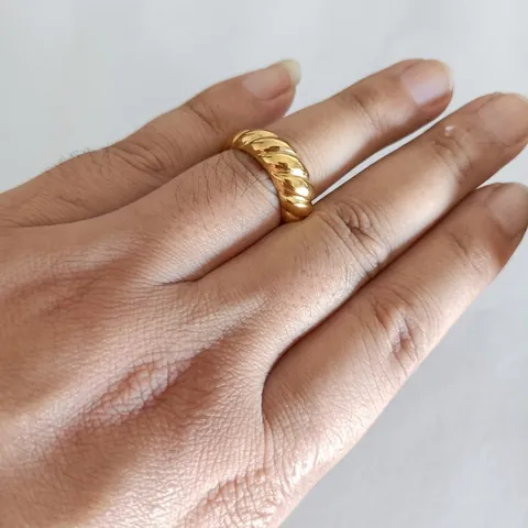 Croissant Ring 304 Stainless Steel Twisted Rope Minimalist Retro Chunky Band Jewelry For Women Men