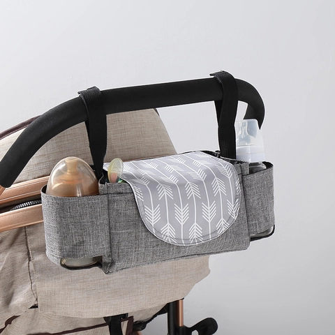 Universele Kinderwagen Organizer Tas Oxford Doek Grote Capaciteit Multi Zakken Bekerhouders Cartoon Patroon Opslag