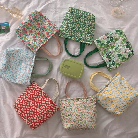 Borsa Pranzo Isolata In Tela Da Donna Borsa Termica Ispessita Con Bottone Magnetico Stile Fresco Portatile