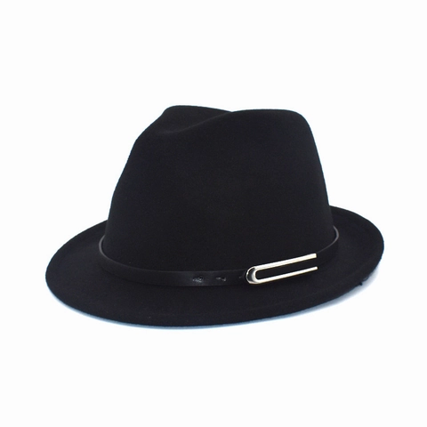 Klassischer Fedora Hut Wollfilz Vintage Jazz Kappe Kunstlederband Metallschnalle Warm Winter Outdoor Für Herren Damen