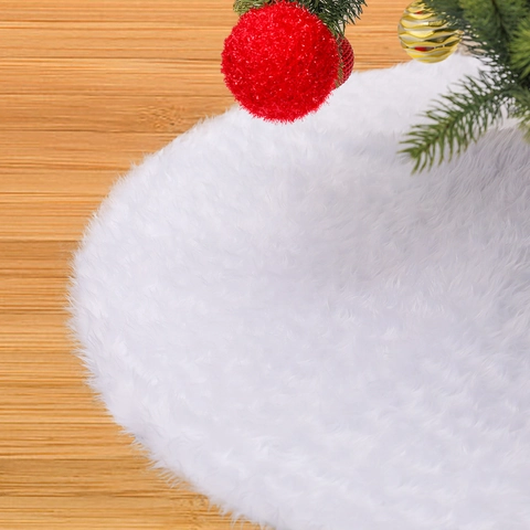 Gonna per Albero di Natale in Finta Pelliccia Bianca Soffice Peluche Tessuto Non Tessuto Copertura Rotonda per Albero Decorazione