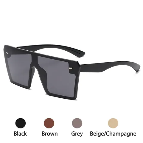 Gafas De Sol Cuadradas Grandes Lente De Una Pieza Decoración Remaches Retro Protección UV Montura PC Para Hombre Mujer