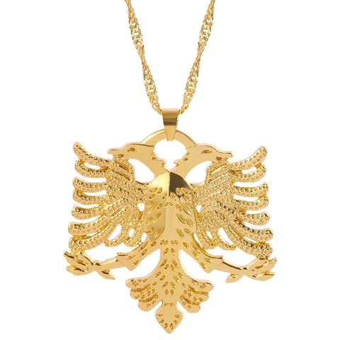 Double Headed Eagle Pendant Necklace Albania Montenegro Heraldic Symbol Zinc Alloy Plated Jewelry For Men Women