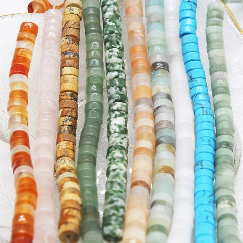 Naturstein Abakus Perlen Lose Zwischenperlen Für DIY Schmuckherstellung Runde Flache Edelstein Zylindrische Accessoires