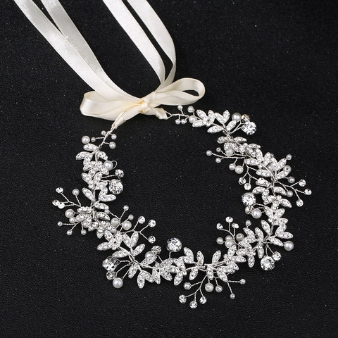 Braut Legierung Blatt Rebe Haarreif Elegant Strass Künstliche Perle Hochzeit Kopfschmuck Bankett Damen Mode Haarschmuck
