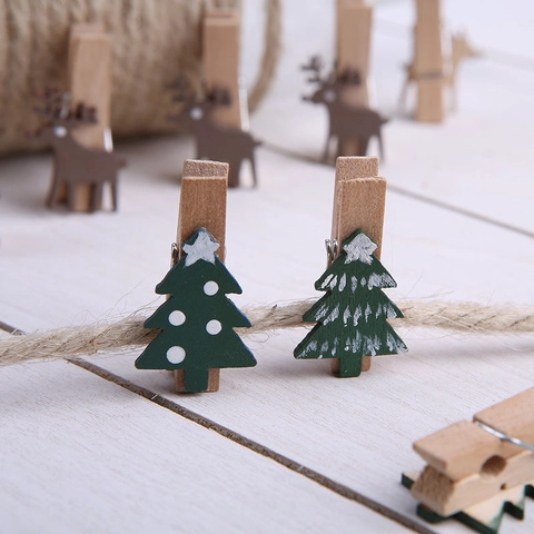Mini Mollette In Legno Di Natale Per Appendere Foto Decorazione Festiva Accessorio Fai Da Te Forme Renna Albero Guanto