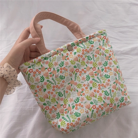 Borsa Pranzo Isolata In Tela Da Donna Borsa Termica Ispessita Con Bottone Magnetico Stile Fresco Portatile
